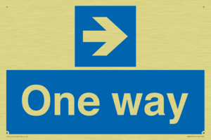 One way with right directional arrow